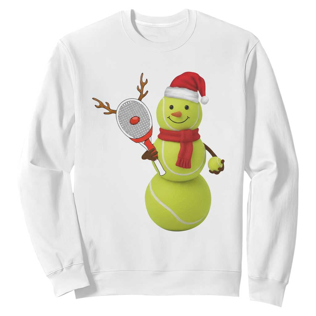 Funny Christmas Tennis Snowman Sweatshirt Tennis Lover Gift TS12 White Print Your Wear