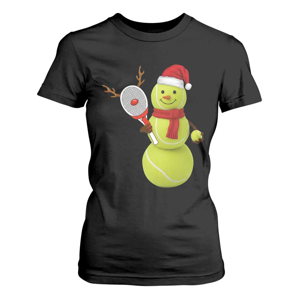 Funny Christmas Tennis Snowman T Shirt For Women Tennis Lover Gift TS12 Black Print Your Wear