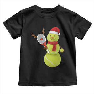 Funny Christmas Tennis Snowman Toddler T Shirt Tennis Lover Gift TS12 Black Print Your Wear