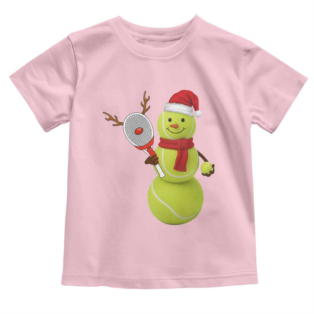 Funny Christmas Tennis Snowman Toddler T Shirt Tennis Lover Gift TS12 Light Pink Print Your Wear