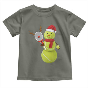 Funny Christmas Tennis Snowman Toddler T Shirt Tennis Lover Gift TS12 Military Green Print Your Wear
