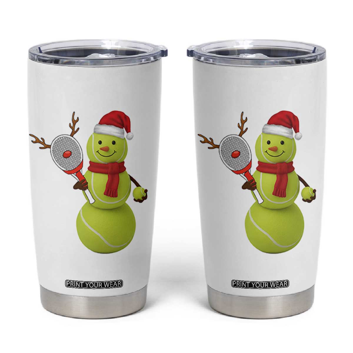 Funny Christmas Tennis Snowman Tumbler Cup Tennis Lover Gift TS12 White Print Your Wear