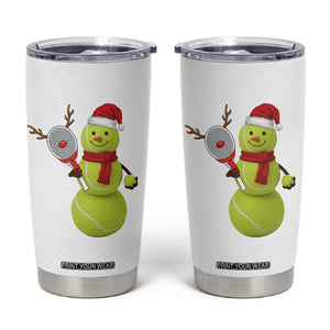 Funny Christmas Tennis Snowman Tumbler Cup Tennis Lover Gift TS12 White Print Your Wear