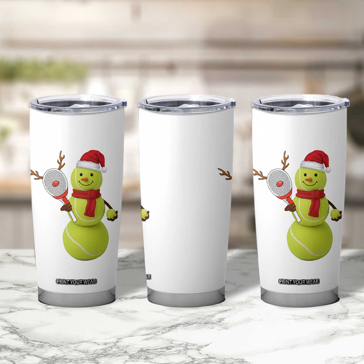 Funny Christmas Tennis Snowman Tumbler Cup Tennis Lover Gift TS12 Print Your Wear