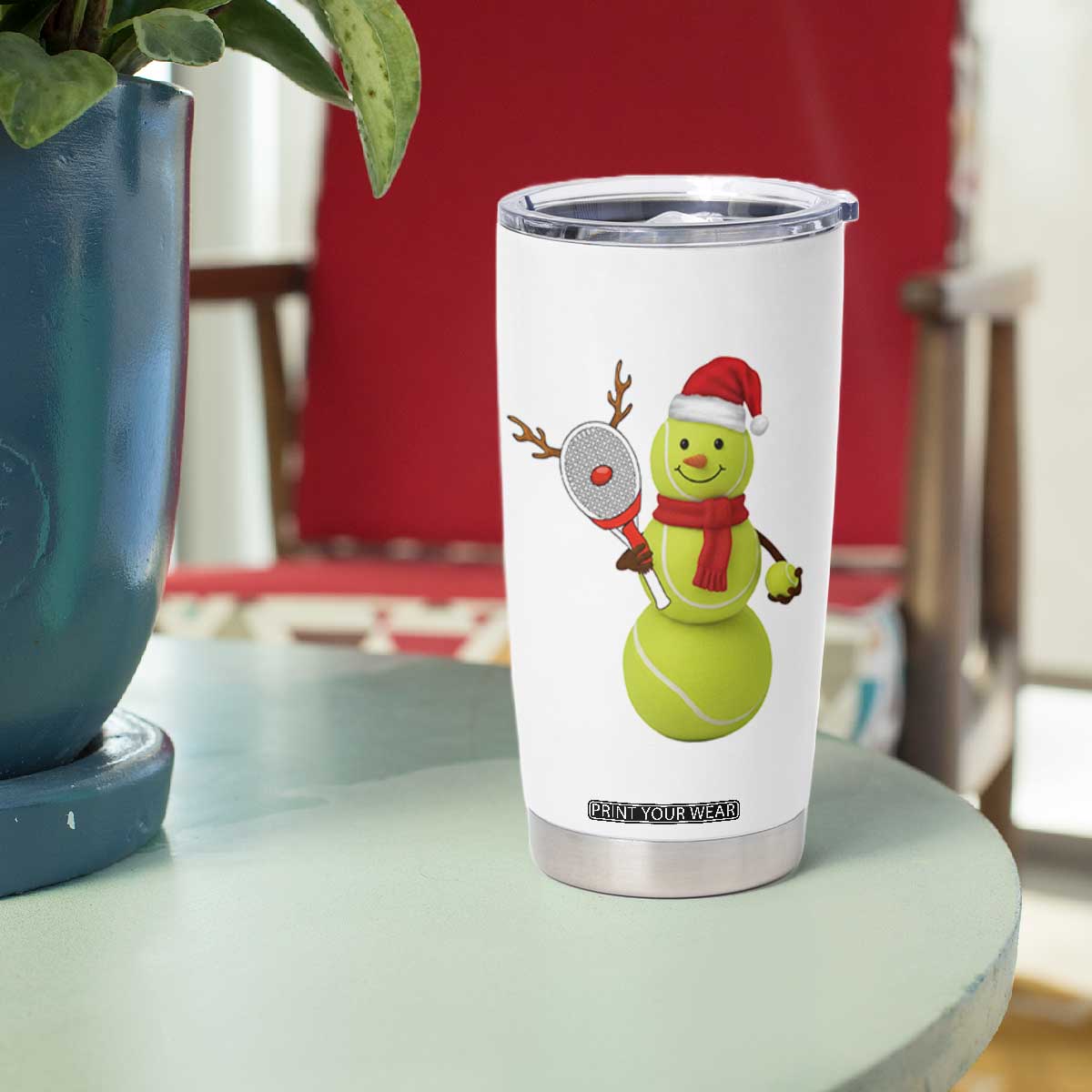 Funny Christmas Tennis Snowman Tumbler Cup Tennis Lover Gift TS12 Print Your Wear