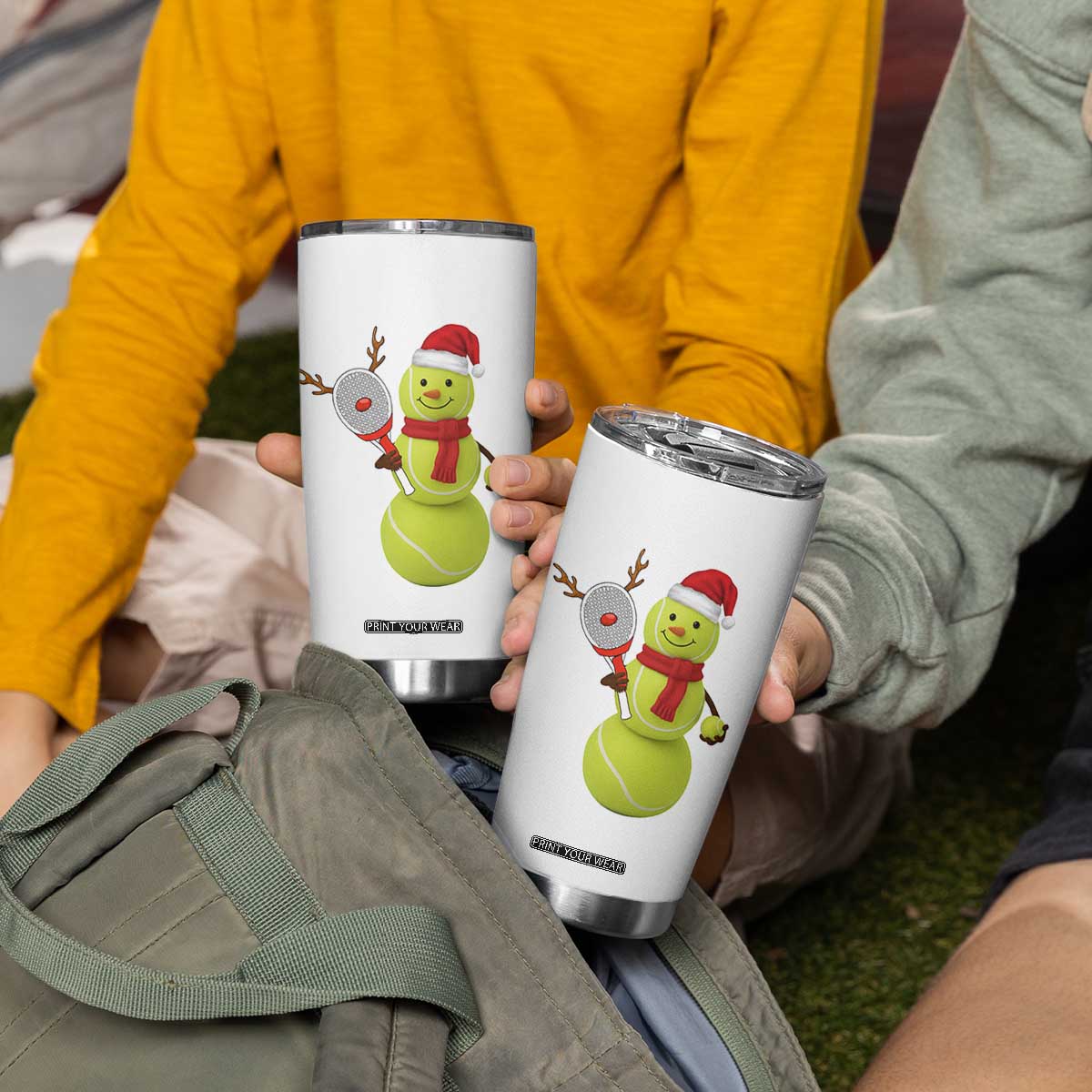 Funny Christmas Tennis Snowman Tumbler Cup Tennis Lover Gift TS12 Print Your Wear