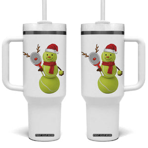 Funny Christmas Tennis Snowman Tumbler With Handle Tennis Lover Gift TS12 One Size: 40 oz White Print Your Wear