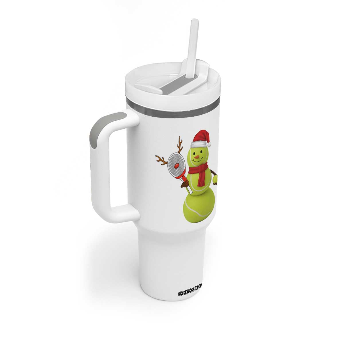 Funny Christmas Tennis Snowman Tumbler With Handle Tennis Lover Gift TS12 Print Your Wear