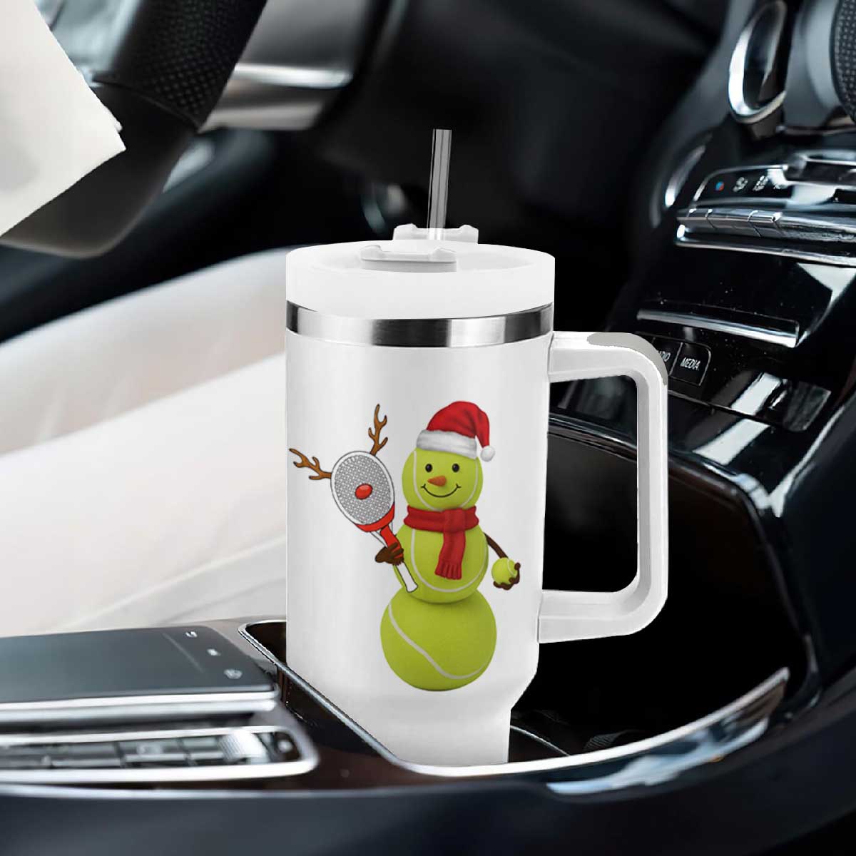 Funny Christmas Tennis Snowman Tumbler With Handle Tennis Lover Gift TS12 Print Your Wear