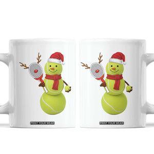 Funny Christmas Tennis Snowman Coffee Mug Tennis Lover Gift TS12 White Print Your Wear