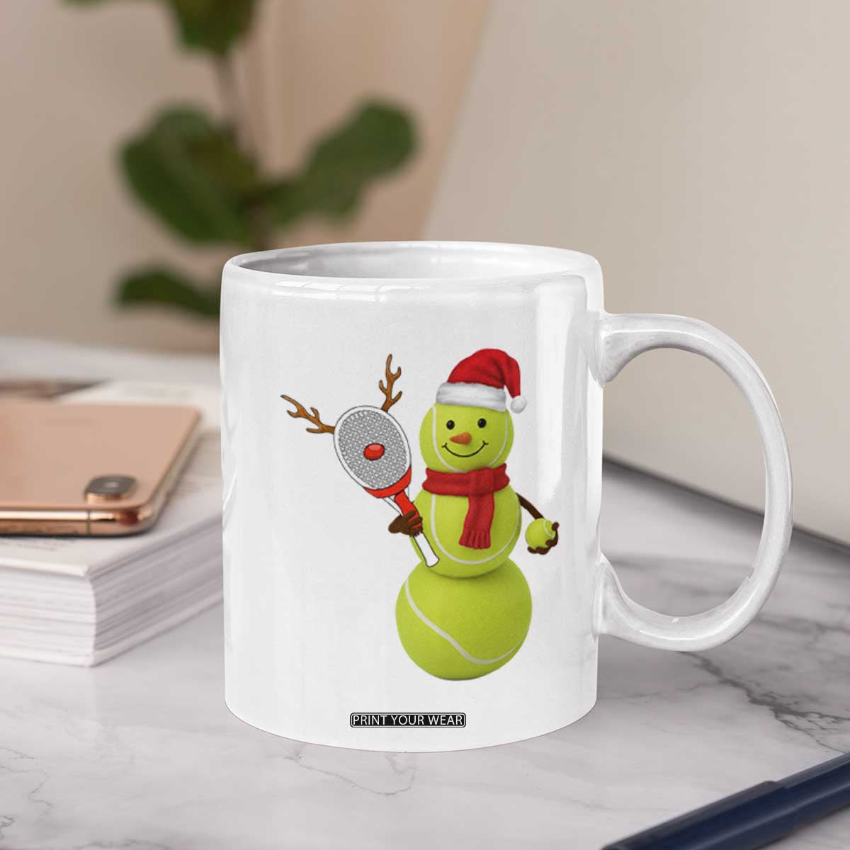 Funny Christmas Tennis Snowman Coffee Mug Tennis Lover Gift TS12 Print Your Wear