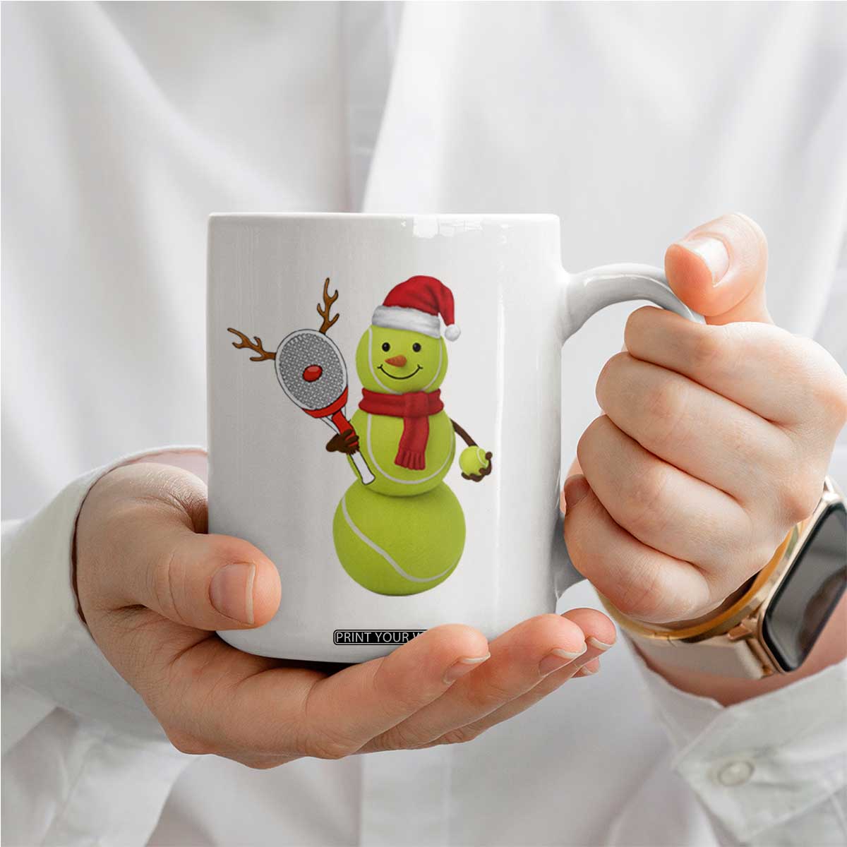 Funny Christmas Tennis Snowman Coffee Mug Tennis Lover Gift TS12 Print Your Wear