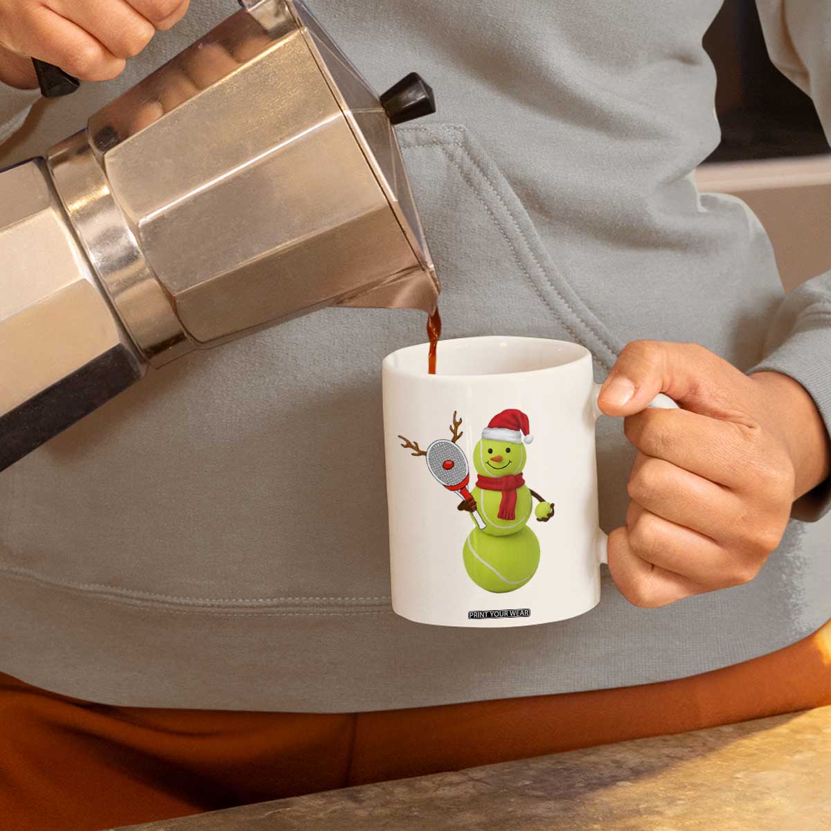 Funny Christmas Tennis Snowman Coffee Mug Tennis Lover Gift TS12 Print Your Wear