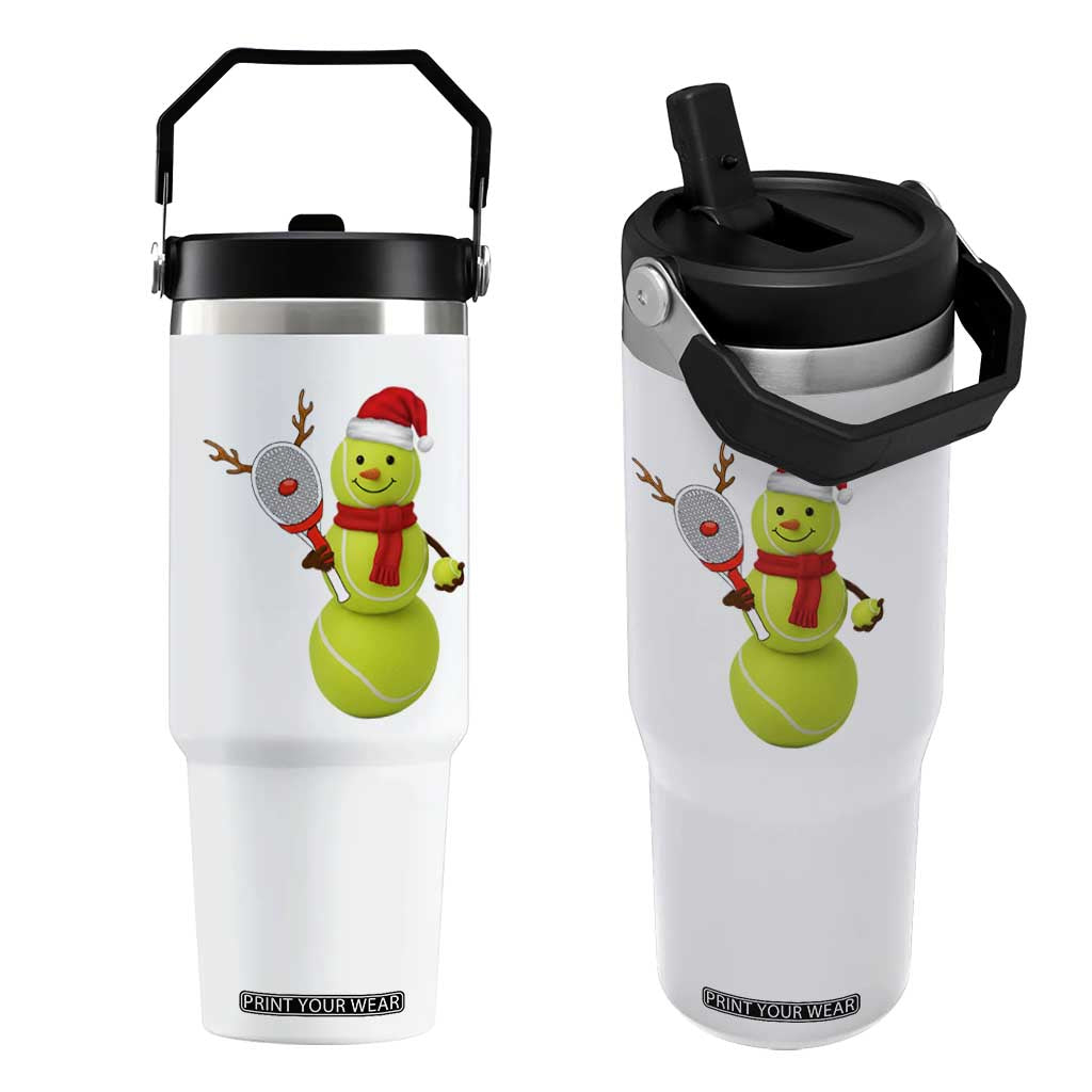 Funny Christmas Tennis Snowman Flip Straw Tumbler Tennis Lover Gift TS12 One Size: 30 oz White Print Your Wear
