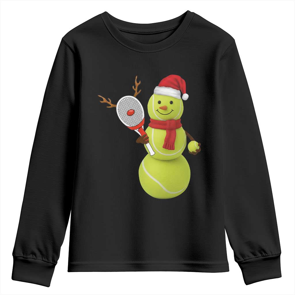 Funny Christmas Tennis Snowman Youth Sweatshirt Tennis Lover Gift TS12 Black Print Your Wear