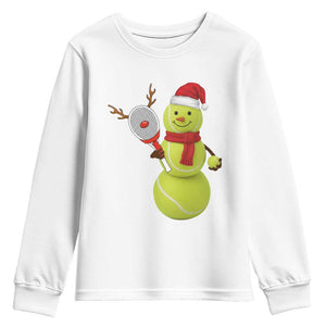 Funny Christmas Tennis Snowman Youth Sweatshirt Tennis Lover Gift TS12 White Print Your Wear