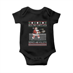 Deck The Courts With Serves And Volleys Baby Onesie Funny Tennis Ugly Christmas TS12 Black Print Your Wear