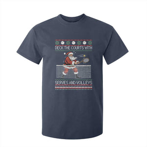 Deck The Courts With Serves And Volleys T Shirt For Kid Funny Tennis Ugly Christmas TS12 Navy Print Your Wear