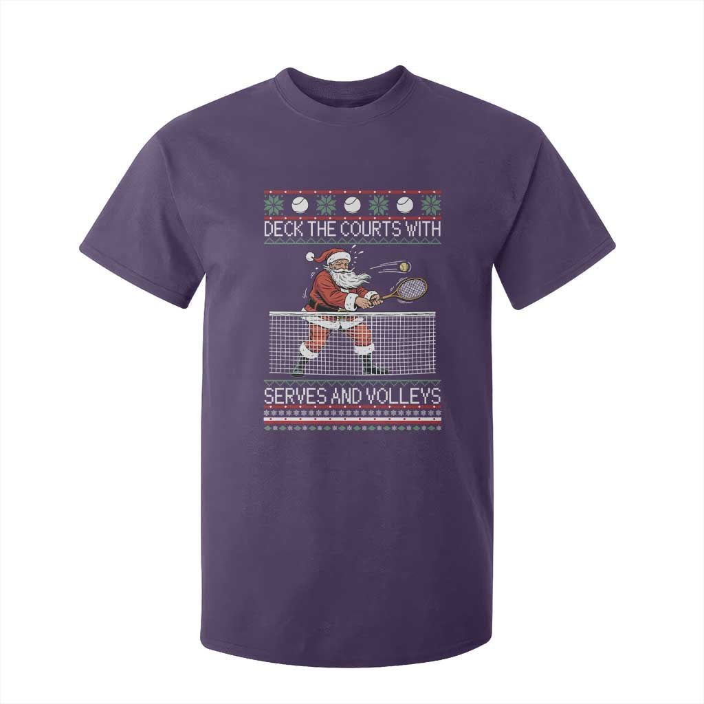 Deck The Courts With Serves And Volleys T Shirt For Kid Funny Tennis Ugly Christmas TS12 Purple Print Your Wear