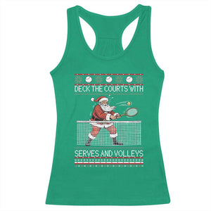 Deck The Courts With Serves And Volleys Racerback Tank Top Funny Tennis Ugly Christmas TS12 Irish Green Print Your Wear