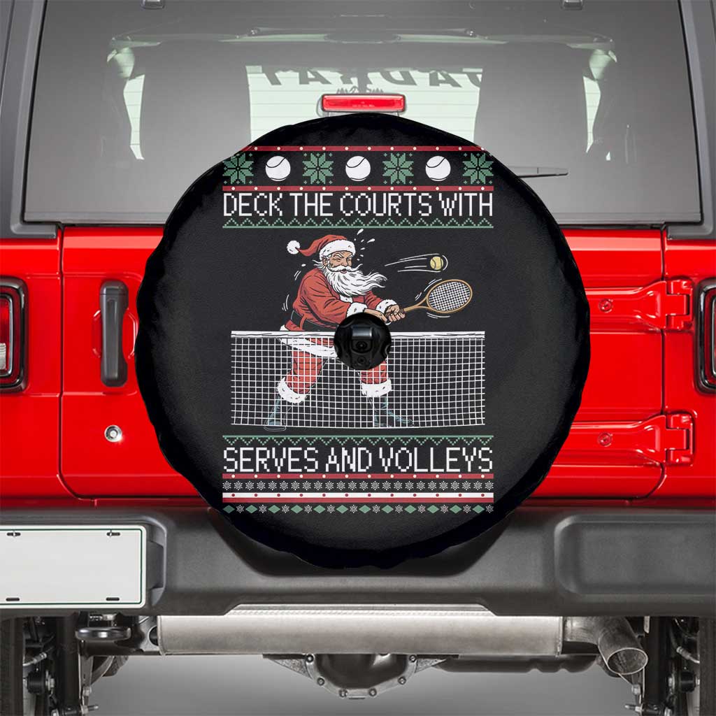 Deck The Courts With Serves And Volleys Spare Tire Cover Funny Tennis Ugly Christmas TS12 Black Print Your Wear