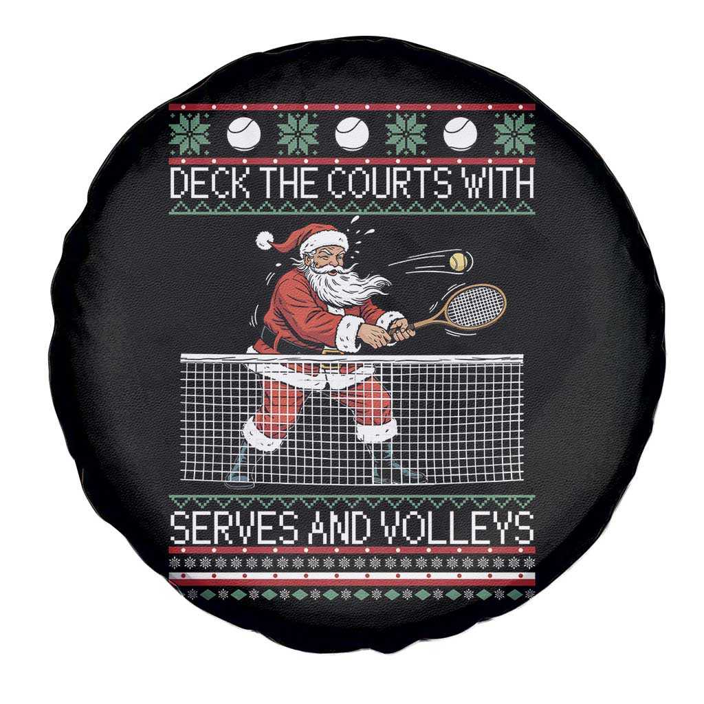Deck The Courts With Serves And Volleys Spare Tire Cover Funny Tennis Ugly Christmas TS12 Print Your Wear