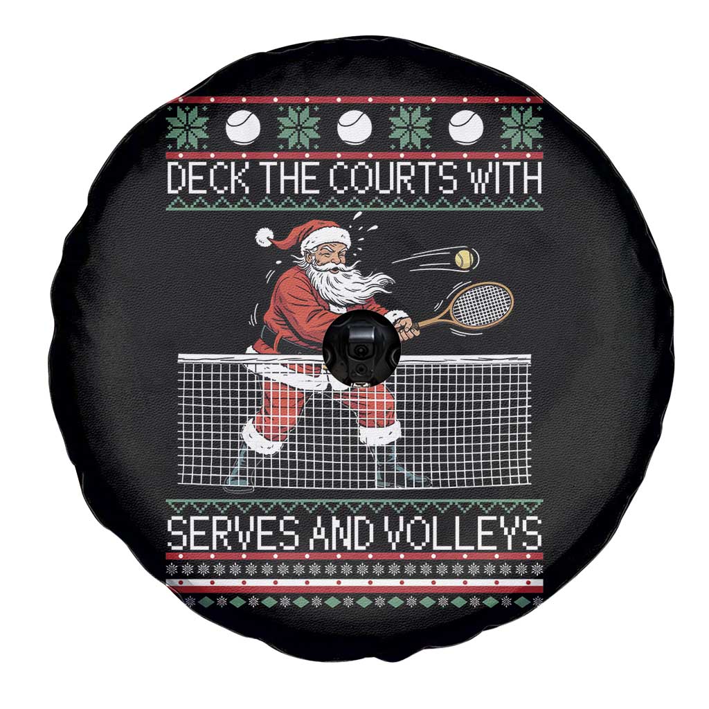 Deck The Courts With Serves And Volleys Spare Tire Cover Funny Tennis Ugly Christmas TS12 Print Your Wear