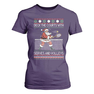 Deck The Courts With Serves And Volleys T Shirt For Women Funny Tennis Ugly Christmas TS12 Purple Print Your Wear