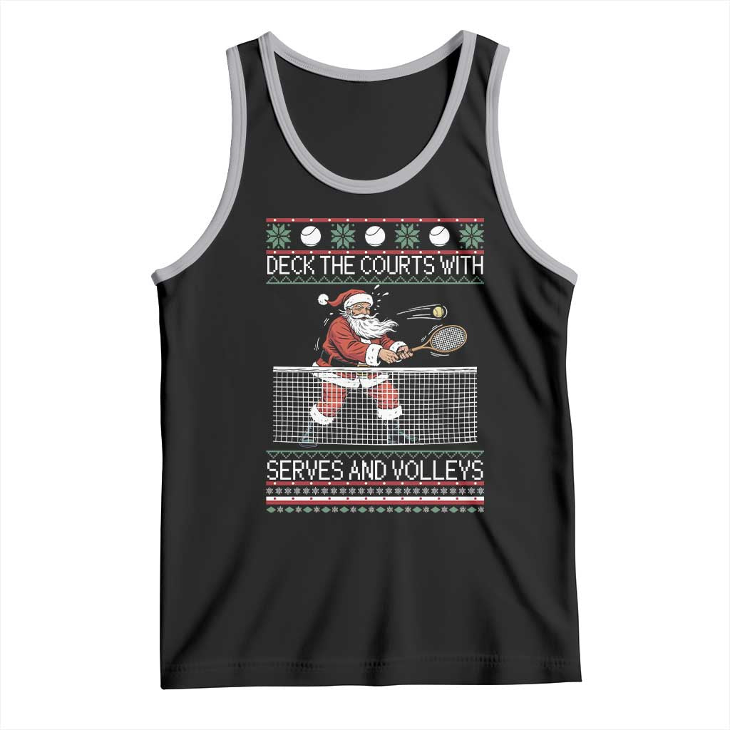 Deck The Courts With Serves And Volleys Tank Top Funny Tennis Ugly Christmas TS12 Black Athletic Heather Print Your Wear