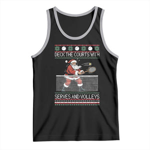 Deck The Courts With Serves And Volleys Tank Top Funny Tennis Ugly Christmas TS12 Black Athletic Heather Print Your Wear