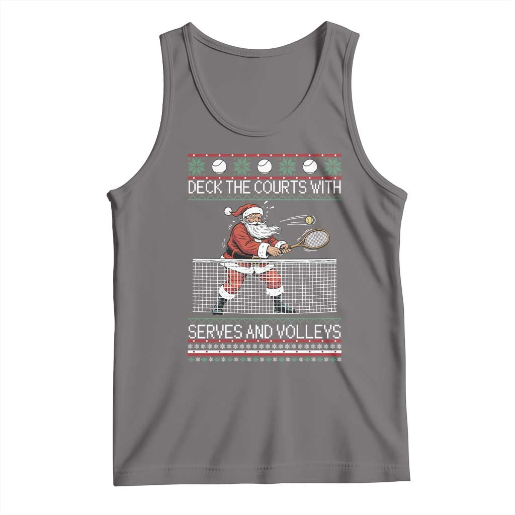 Deck The Courts With Serves And Volleys Tank Top Funny Tennis Ugly Christmas TS12 Deep Heather Print Your Wear