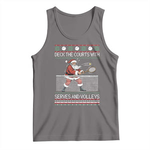 Deck The Courts With Serves And Volleys Tank Top Funny Tennis Ugly Christmas TS12 Deep Heather Print Your Wear