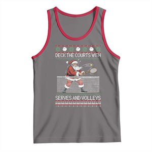 Deck The Courts With Serves And Volleys Tank Top Funny Tennis Ugly Christmas TS12 Deep Heather Red Print Your Wear
