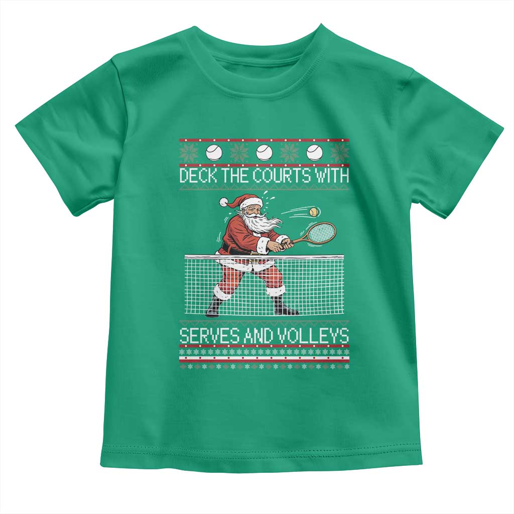 Deck The Courts With Serves And Volleys Toddler T Shirt Funny Tennis Ugly Christmas TS12 Irish Green Print Your Wear