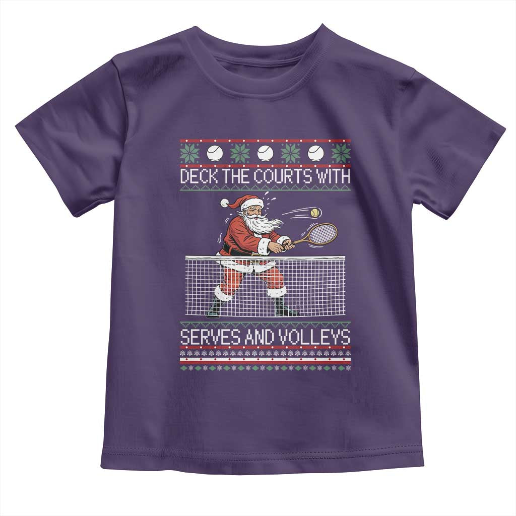 Deck The Courts With Serves And Volleys Toddler T Shirt Funny Tennis Ugly Christmas TS12 Purple Print Your Wear