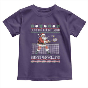 Deck The Courts With Serves And Volleys Toddler T Shirt Funny Tennis Ugly Christmas TS12 Purple Print Your Wear