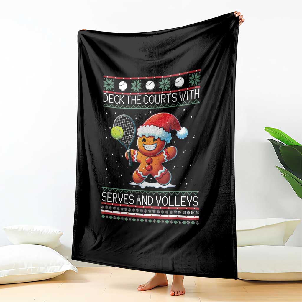 Funny Tennis Ugly Christmas Gingerbread Player Gift Throw Blanket Deck The Courts With Serves And Volleys TS12 Print Your Wear