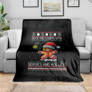 Funny Tennis Ugly Christmas Gingerbread Player Gift Throw Blanket Deck The Courts With Serves And Volleys TS12 Print Your Wear