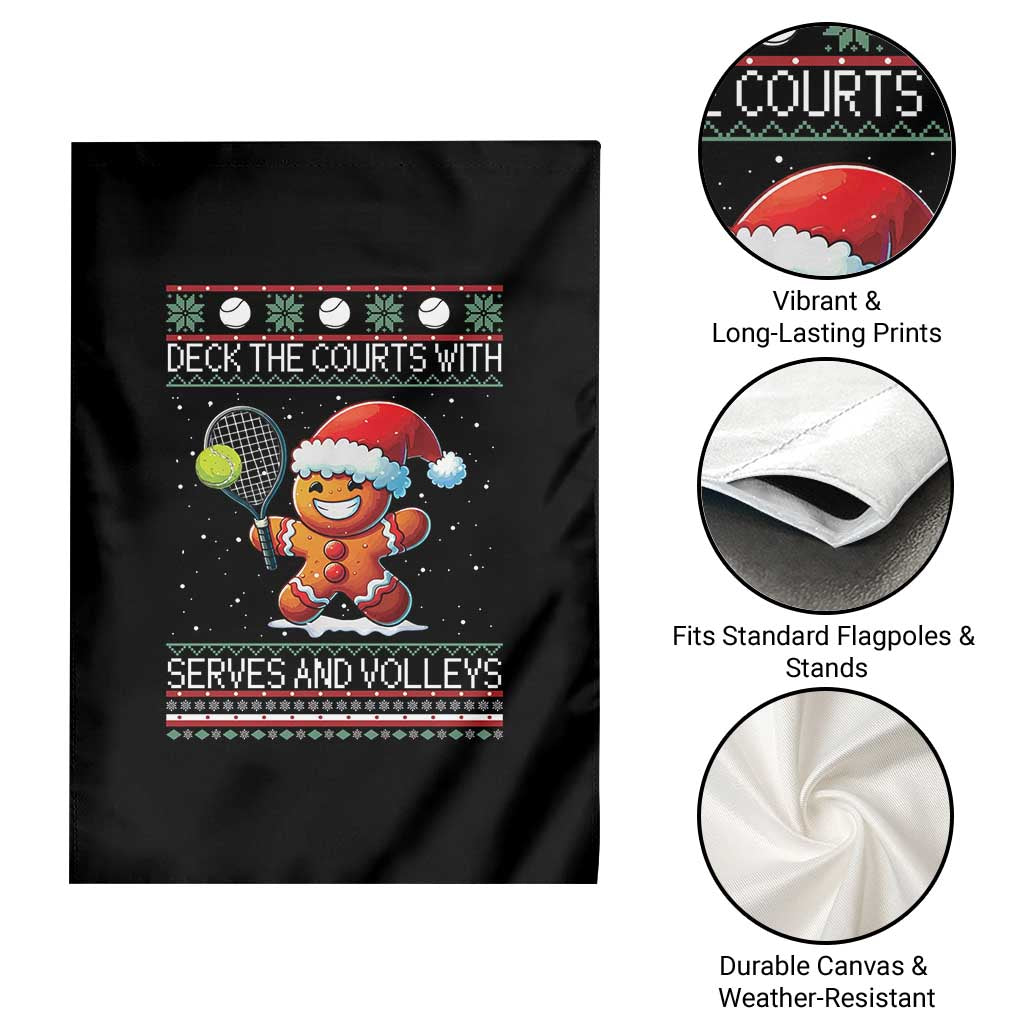 Funny Tennis Ugly Christmas Gingerbread Player Gift Garden Flag Deck The Courts With Serves And Volleys TS12 Print Your Wear