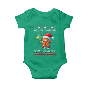 Funny Tennis Ugly Christmas Gingerbread Player Gift Baby Onesie Deck The Courts With Serves And Volleys TS12 Irish Green Print Your Wear