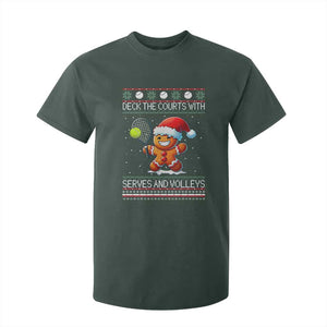 Funny Tennis Ugly Christmas Gingerbread Player Gift T Shirt For Kid Deck The Courts With Serves And Volleys TS12 Dark Forest Green Print Your Wear