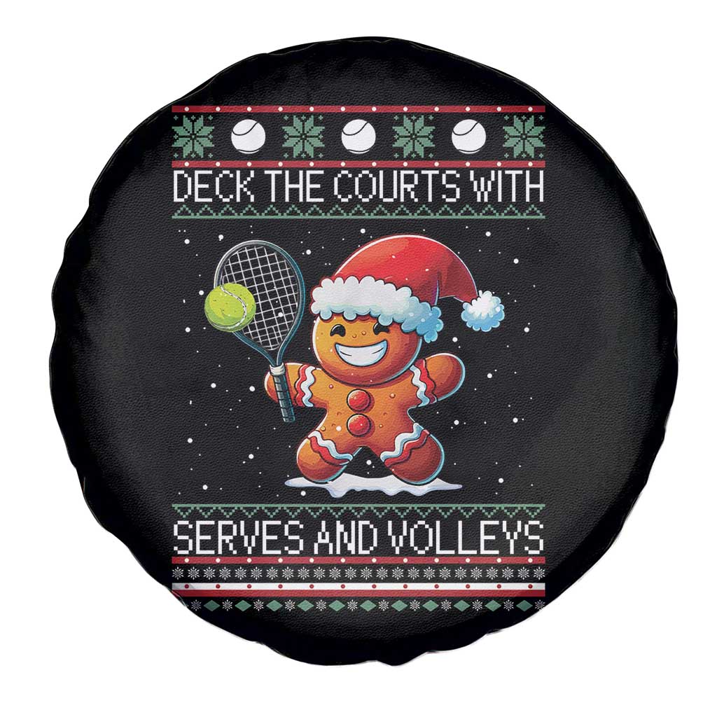 Funny Tennis Ugly Christmas Gingerbread Player Gift Spare Tire Cover Deck The Courts With Serves And Volleys TS12 Print Your Wear