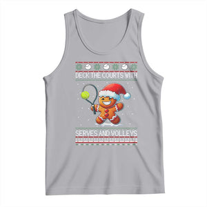 Funny Tennis Ugly Christmas Gingerbread Player Gift Tank Top Deck The Courts With Serves And Volleys TS12 Athletic Heather Print Your Wear
