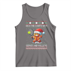 Funny Tennis Ugly Christmas Gingerbread Player Gift Tank Top Deck The Courts With Serves And Volleys TS12 Deep Heather Print Your Wear