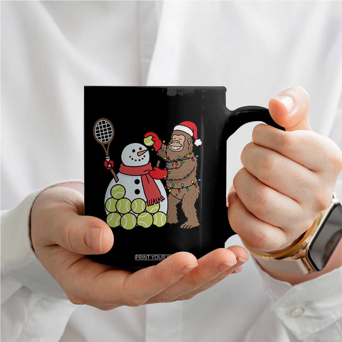 Funny Squatch Christmas Tennis Gift Coffee Mug Bigfoot Player Enthusiast TS12 Print Your Wear