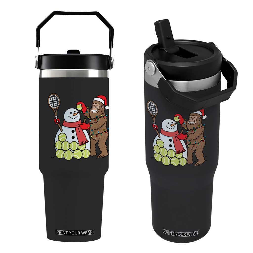 Funny Squatch Christmas Tennis Gift Flip Straw Tumbler Bigfoot Player Enthusiast TS12 One Size: 30 oz Black Print Your Wear