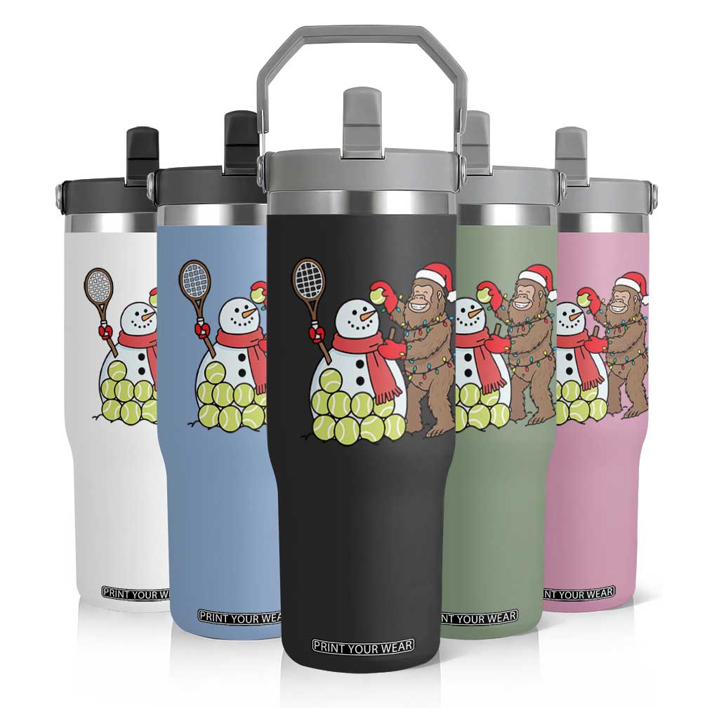 Funny Squatch Christmas Tennis Gift Flip Straw Tumbler Bigfoot Player Enthusiast TS12 Print Your Wear