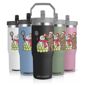 Funny Squatch Christmas Tennis Gift Flip Straw Tumbler Bigfoot Player Enthusiast TS12 Print Your Wear