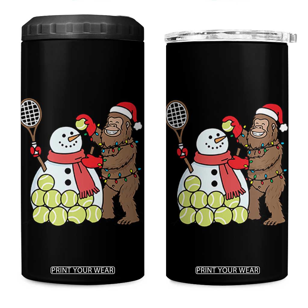 Funny Squatch Christmas Tennis Gift 4 in 1 Can Cooler Tumbler Bigfoot Player Enthusiast TS12 One Size: 16 oz Black Print Your Wear