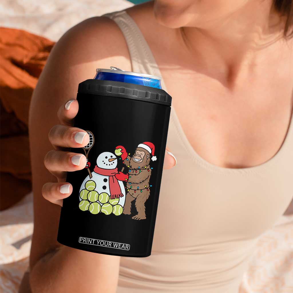Funny Squatch Christmas Tennis Gift 4 in 1 Can Cooler Tumbler Bigfoot Player Enthusiast TS12 Print Your Wear